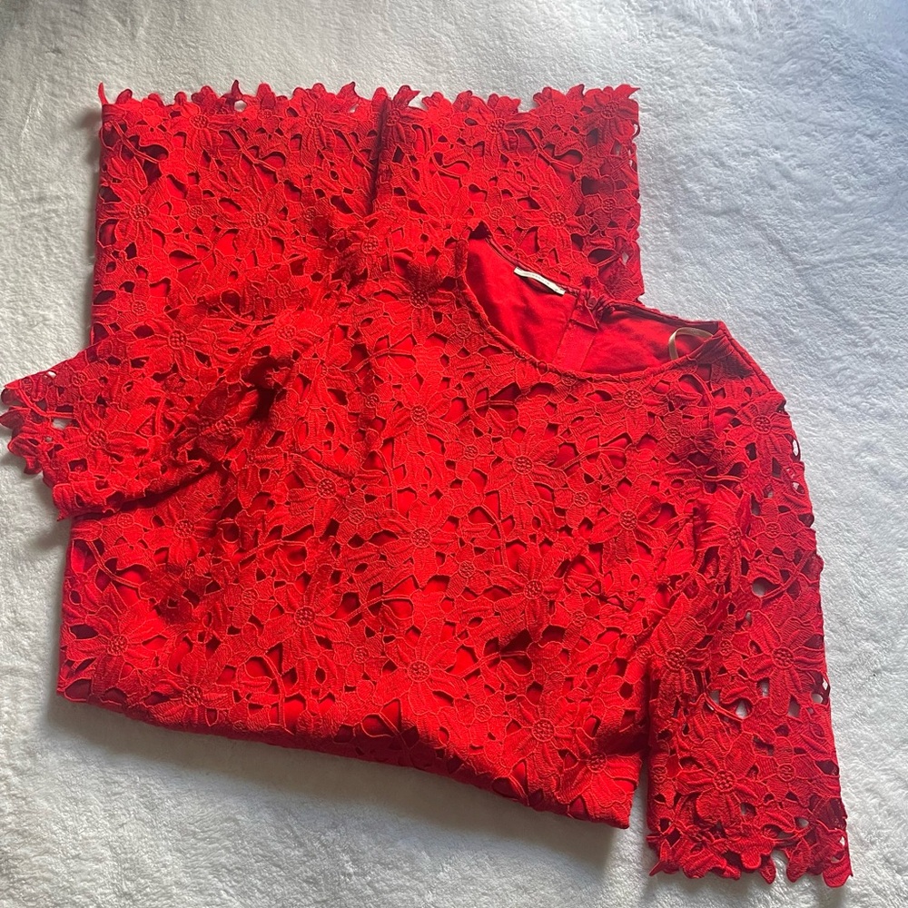 VANILIA Jurk lace tunic bright red Dress